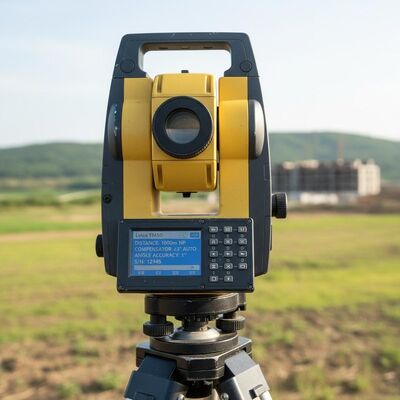 Used Leica TM50 Total Station with 1000m Non Prism Distance, Automatic Compensator ±3 Arc Minutes, and 5.0″ Capacitive Multi-Touch Screen